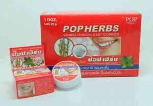 POP Herbs Bamboo charcoal & Salt Toothpaste КОНЦЕНТРИРОВАННАЯ ЗУБНАЯ ПАСТА В КРУГЛОЙ ПЛАСТИКОВОЙ БАНОЧКЕ