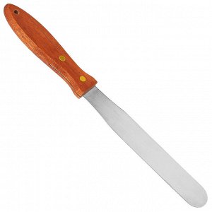 "Махагон" Нож кондитерский (лопатка для блинов) из нержавеющей стали 15,7см, деревянная ручка 11,8см, на картоне (Китай)