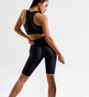 Велосипедки спортивные, дышащие быстросохнущие с моделирующим эффектом "пуш-ап", черный