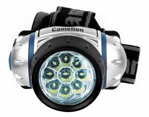 Camelion LED5317-9Mx   (фонарь налобн, металлик,9 ультра ярк LED,4 реж, 3XR03 в компл, пласт, блист), шт