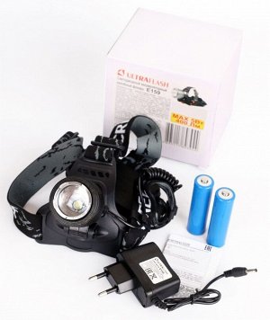 Ultraflash E159  (фонарь налоб акк 3,7В, черн., LED, 5 Вт, фокус, 2 ак. 4 реж, бокс са), шт