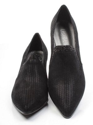 03-6247-T1 BLACK Туфли закрытые женские (велюр, натуральная кожа)