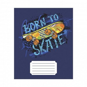 Тетрадь 12 листов в линейку Calligrata SkateBoard, обложка мелованная бумага, ВД-лак, блок №2 (серые листы), МИКС