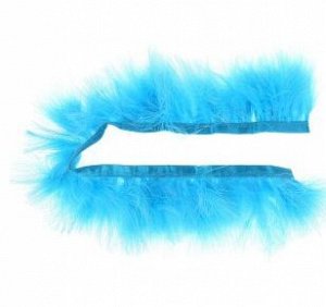 Лента перьев для декора размер 1 шт 50х6 см цвет Голубой