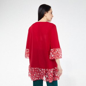 Туника, шифоновое полотно, красный, Красный