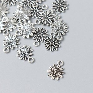 Декор для творчества металл "Маленькая ромашка" серебро 1х1,3 см