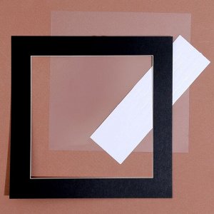 Паспарту размер рамки 20 x 20, прозрачный лист, клейкая лента, цвет чёрный