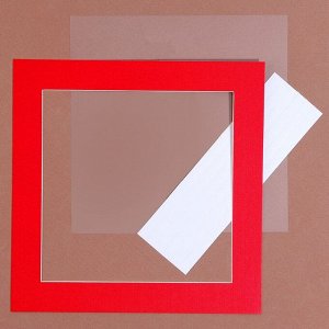 Паспарту размер рамки 24 x 24, прозрачный лист, клейкая лента, цвет красный