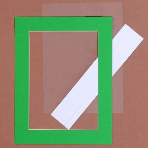 Паспарту размер рамки 21,5 x 16,5 см, прозрачный лист, клейкая лента, цвет зелёный