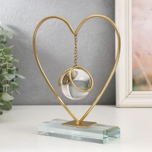 Сувенир интерьерный металл, стекло "Капля в сердце" золото 16х5х19 см
