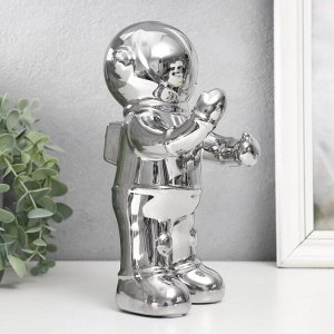 Сувенир керамика подставка под бокал "Космонавт" серебро 10х14х22 см
