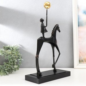 Сувенир чугун "Девочка с шариком, стоит на лошади" 23,5х11х41 см