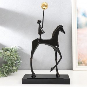 Сувенир чугун "Девочка с шариком, стоит на лошади" 23,5х11х41 см