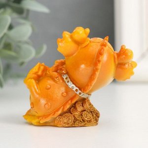 Фигурка полистоун «Золотистый дракошка с монетами», 5x4x6 см, МИКС