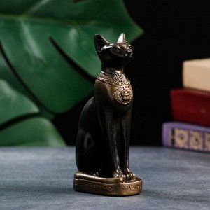 Фигура "Кошка Египетская" черная с бронзой, 14 см