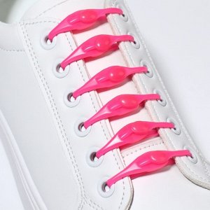 Набор шнурков для обуви, 6 шт, силиконовые, полукруглые, на застёжке, 4 мм, 11 см, цвет розовый