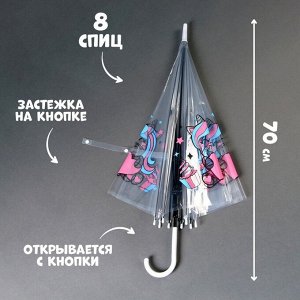 Зонт детский «Единорожка»‎ полуавтомат прозрачный, d=90см