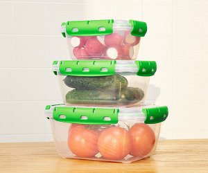 Контейнеры для продуктов 3 шт (ланч-боксы), герметичные, набор №6, пластик (0,38л; 0,8л*2шт.)