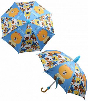 Зонт детский в пластиковом футляре синий с мишками