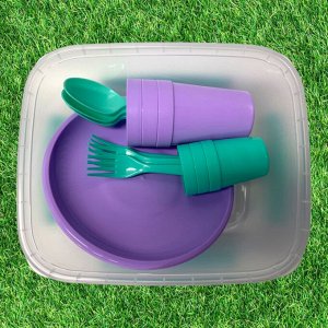 Набор посуды для пикника №19 «На троих – 2» (3 персоны, 16 предметов)