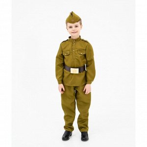Маскарадный костюм военного для мальчика с пилоткой,ремень,габардин,п/э,р-р 40.р.146-152