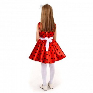 Карнавальный костюм «Стиляги 1», платье красное в чёрный горох, повязка, р. 34, рост 134 см