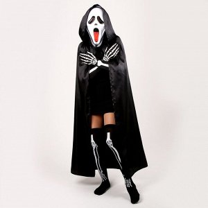 Карнавальный костюм «Хэллоуин чёрный», плащ 120 см, маска, гольфы, перчатки