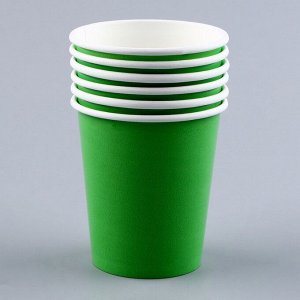 Набор бумажной посуды: 6 тарелок, 6 стаканов, цвет зелёный