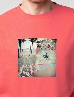 Футболка мужская цвета морской волны с принтом коралловый_surf_collage