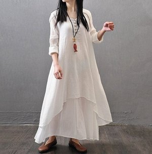 Платье длинное с длинными рукавами цвет: БЕЛЫЙ