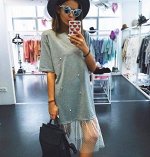 Платье короткое с короткими рукавами цвет: СЕРЫЙ