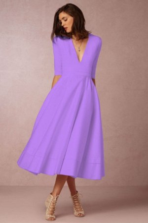 Платье длинное с рукавами 1/2 цвет: СВЕТЛО-ФИОЛЕТОВЫЙ