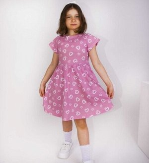 Платье для девочки хлопок короткий рукав цвет Розовый