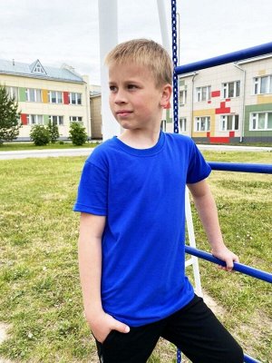 Футболка подростковая однотонная хлопок цвет Синий (Тимошка)