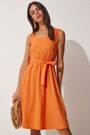Женское оранжевое летнее платье с поясом и поясом ZH00028