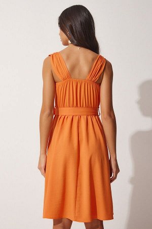 Женское оранжевое летнее платье с поясом и поясом ZH00028