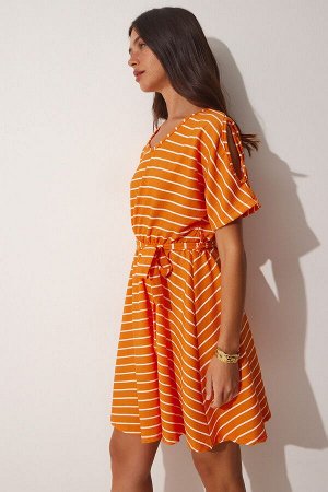 Женское оранжевое летнее трикотажное платье с вырезами на каждый день FF00132