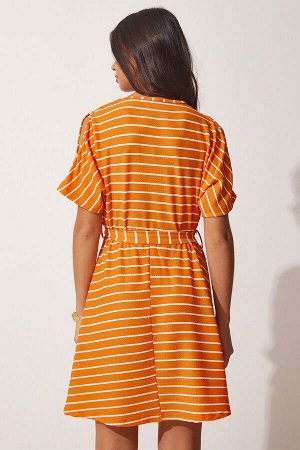 Женское оранжевое летнее трикотажное платье с вырезами на каждый день FF00132
