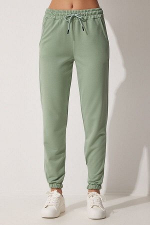 Женские зеленые спортивные штаны с карманами Cr00327