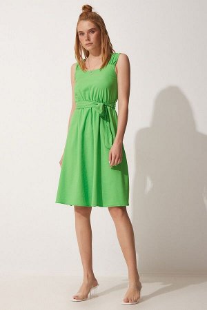 Женское летнее платье Airobin зеленого цвета с поясом и поясом ZH00028
