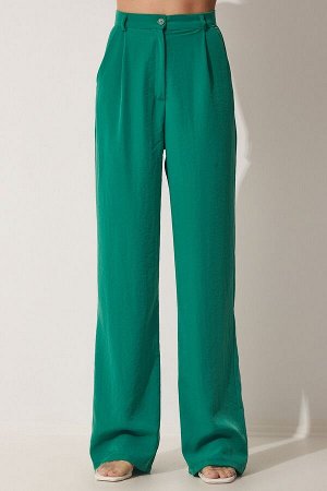 Женские темно-зеленые струящиеся брюки палаццо Ayrobin RV00112