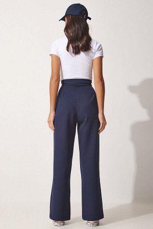 Женские темно-синие свободные брюки на липучке YL00001