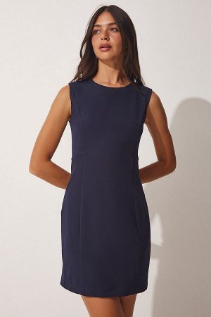 Женское базовое элегантное платье без рукавов темно-синего цвета NS00390