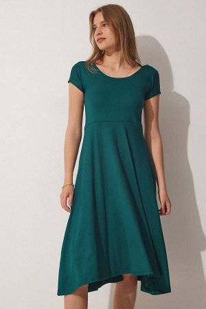 Женское зеленое летнее трикотажное платье из вискозы со шнуровкой на спине AP00185