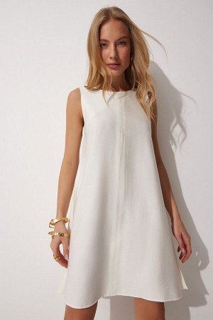 Женское летнее тканое платье А-силуэта цвета экрю BF00067