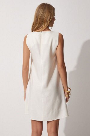 Женское летнее тканое платье А-силуэта цвета экрю BF00067