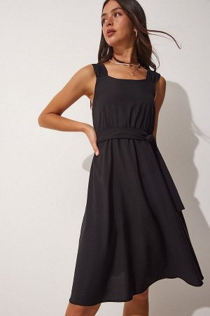 Женское летнее платье Airobin черного цвета с поясом ZH00028