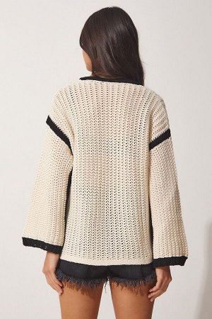 Женская блузка из сезонного трикотажа с ажурной косточкой MX00101