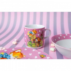 Набор детской посуды из керамики Доляна «Дружба», 3 предмета: кружка 230 мл, миска 400 мл, тарелка d=18 см, цвет белый