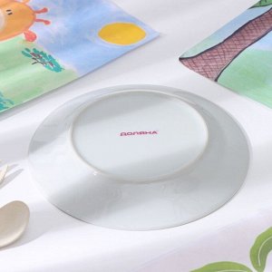 Набор детской посуды из керамики Доляна «Милый зайка», 3 предмета: кружка 230 мл, миска 400 мл, тарелка d=18 см